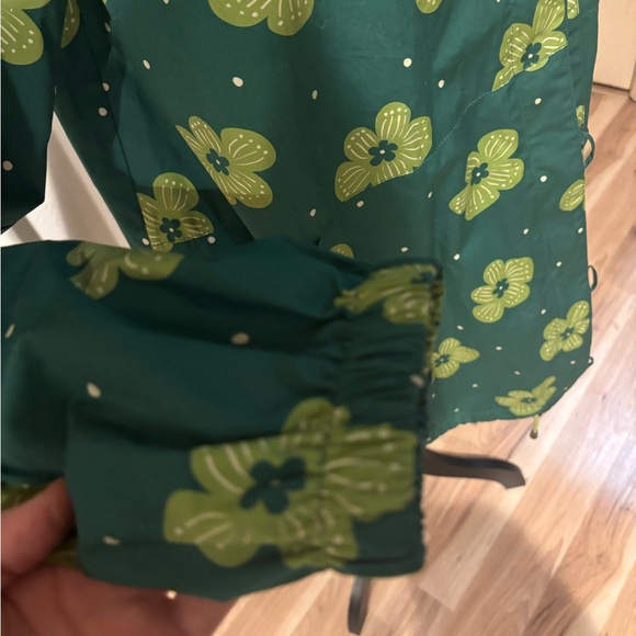 Gudrun Sjoden Green Floral Parka like new worn once sz large- a rare find! - Picture 9 of 15